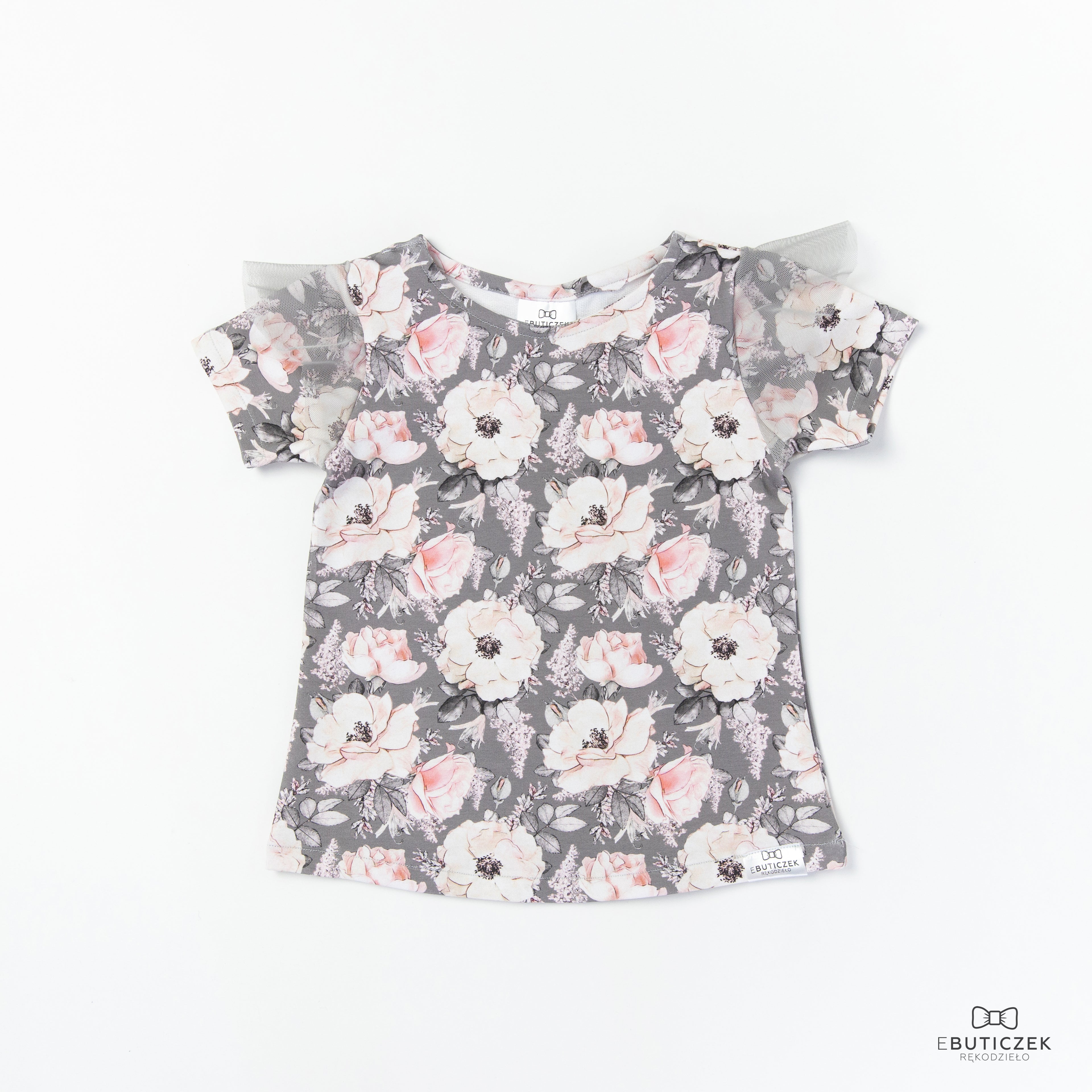 Szara bluzka w kwiaty