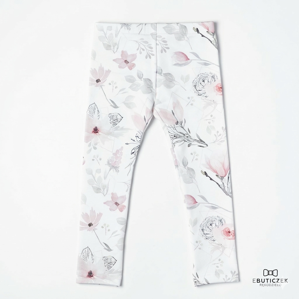 Legginsy w białe kwiaty