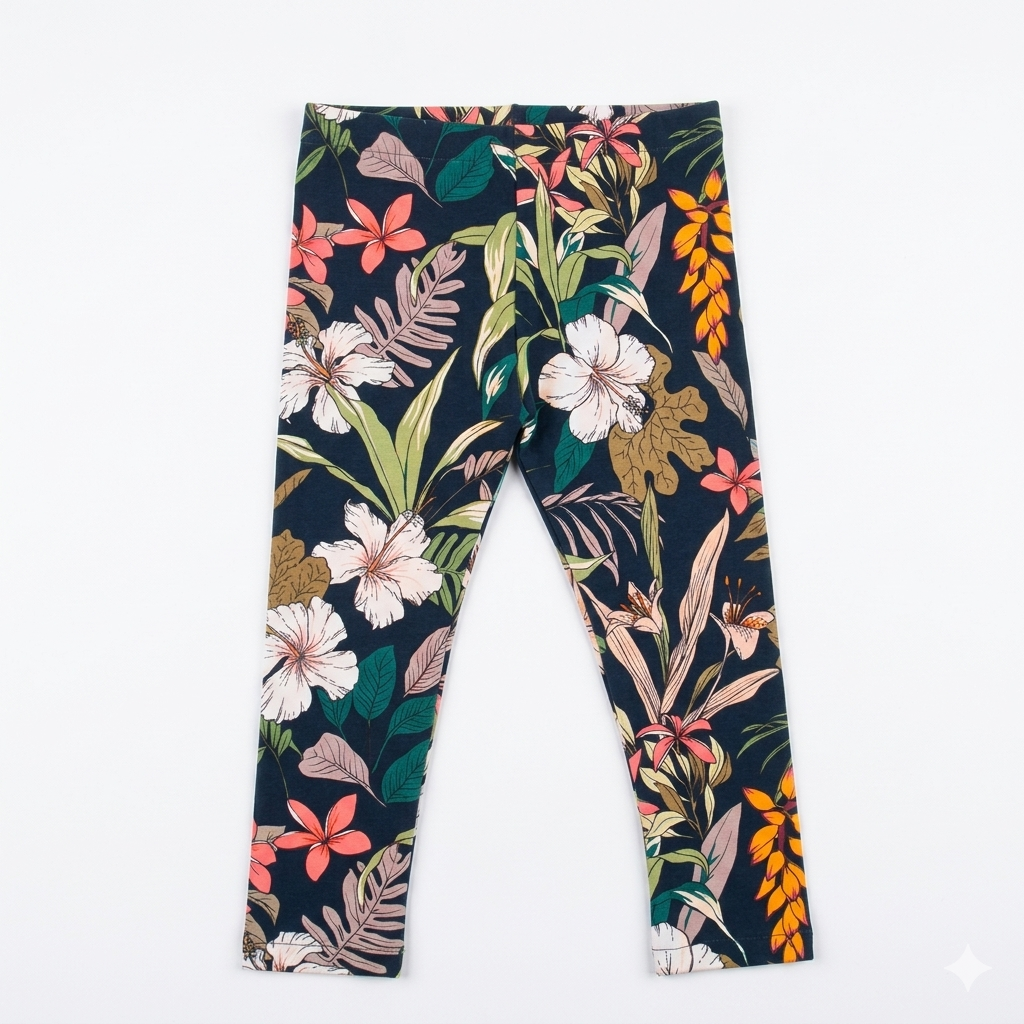 Czarne legginsy w kwiaty