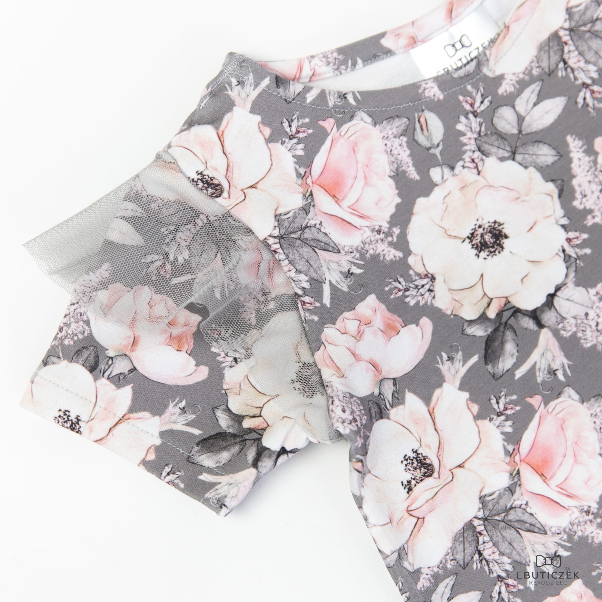 Szara bluzka w kwiaty